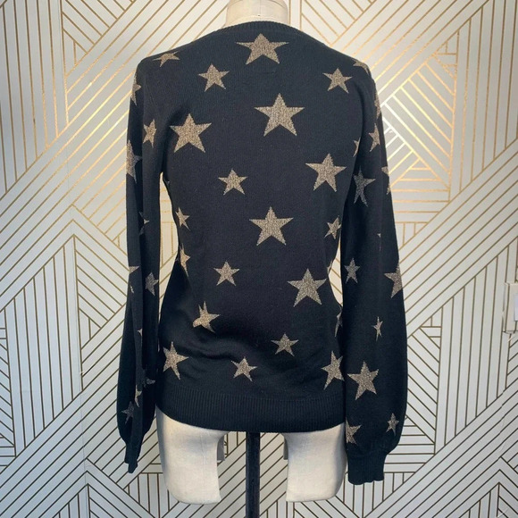Chaser Gold Star Intarsia Bishop Sleeve‎ Sweater - Picture 8 of 12